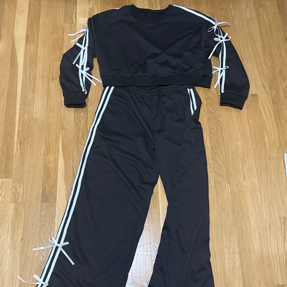 Black Track suit with White bows